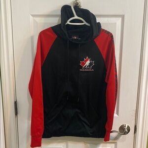 Team Canada Hockey Hoodie Men’s Size Small Team Canada Sleeve Logo Red Black